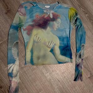 Goddess mesh Kirchi Blue long sleeve blouse. Brand New.